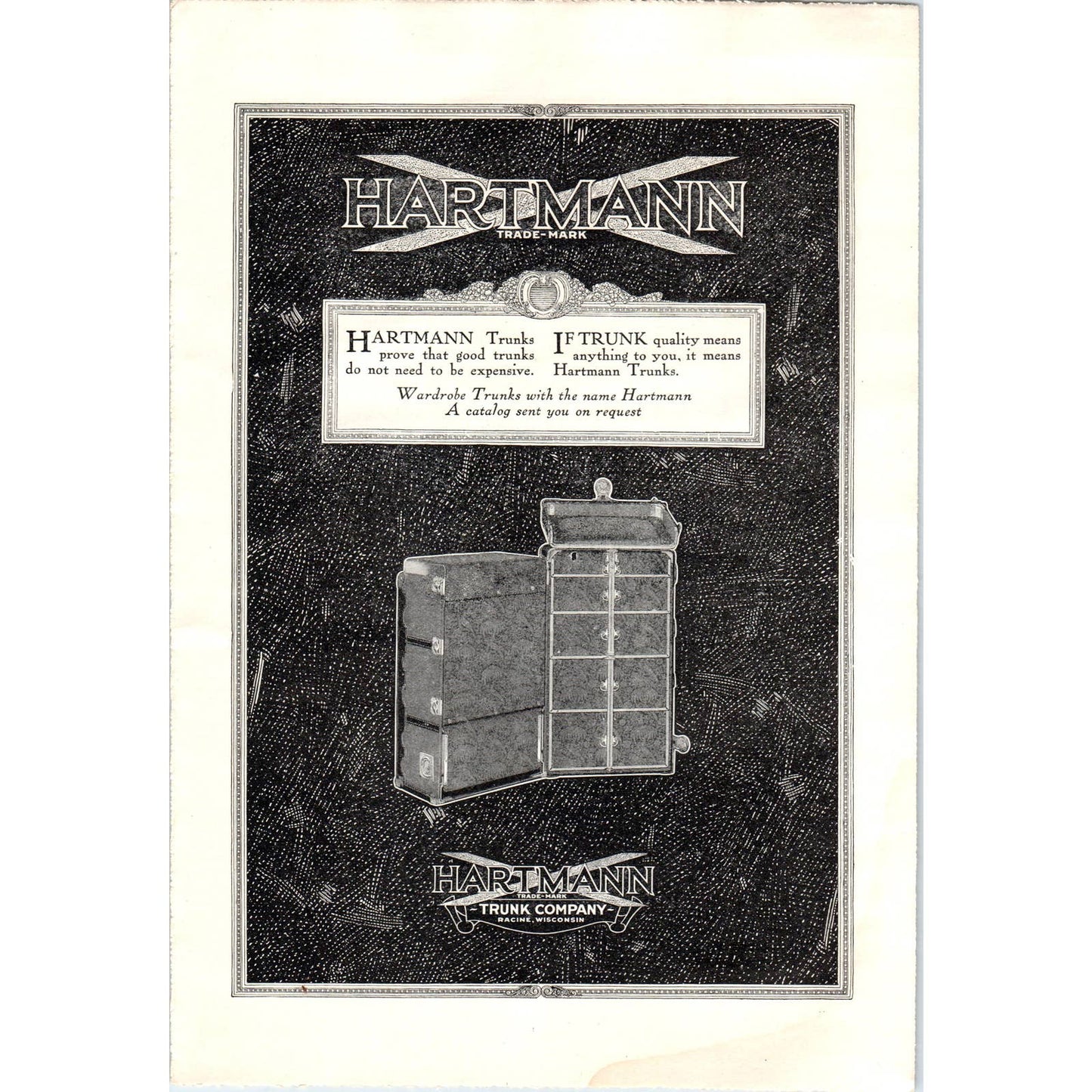 c1920 Harper's Magazine Ad - Hartmann Trunk Company Racine WI EA3