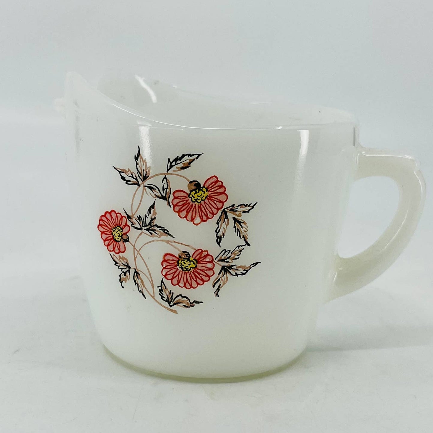 1950s MCM Fire King Fleurette Vintage Milk White Glass Creamer TC9