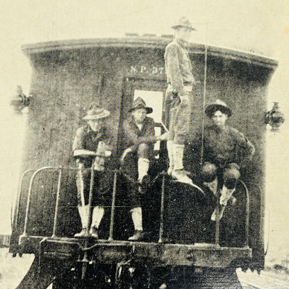 c1918 Postcard WWI RPPC Join the Army Soldiers on Train Caboose PA9