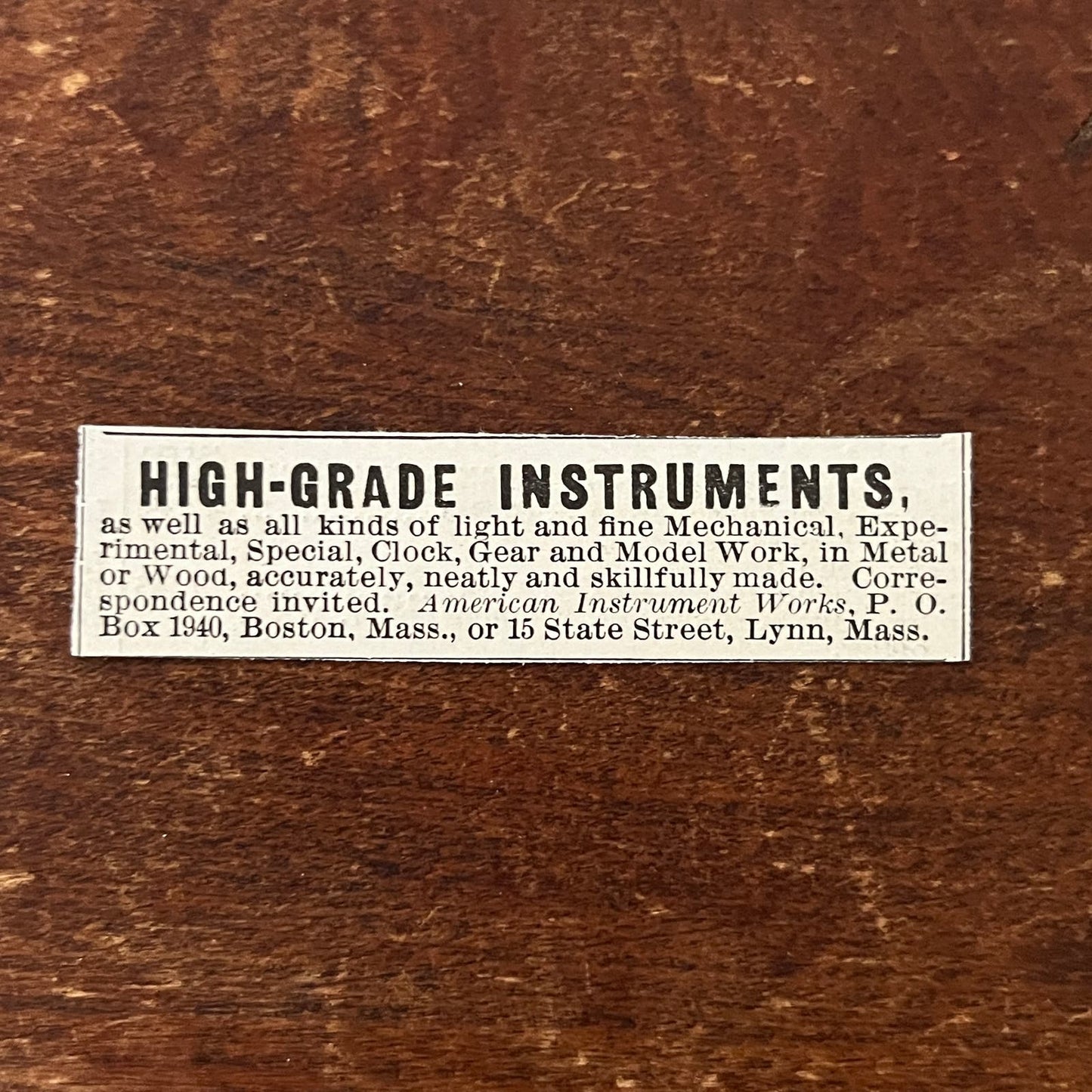 High-Grade Instruments Lynn, MA Original Advertisement AD8-P28