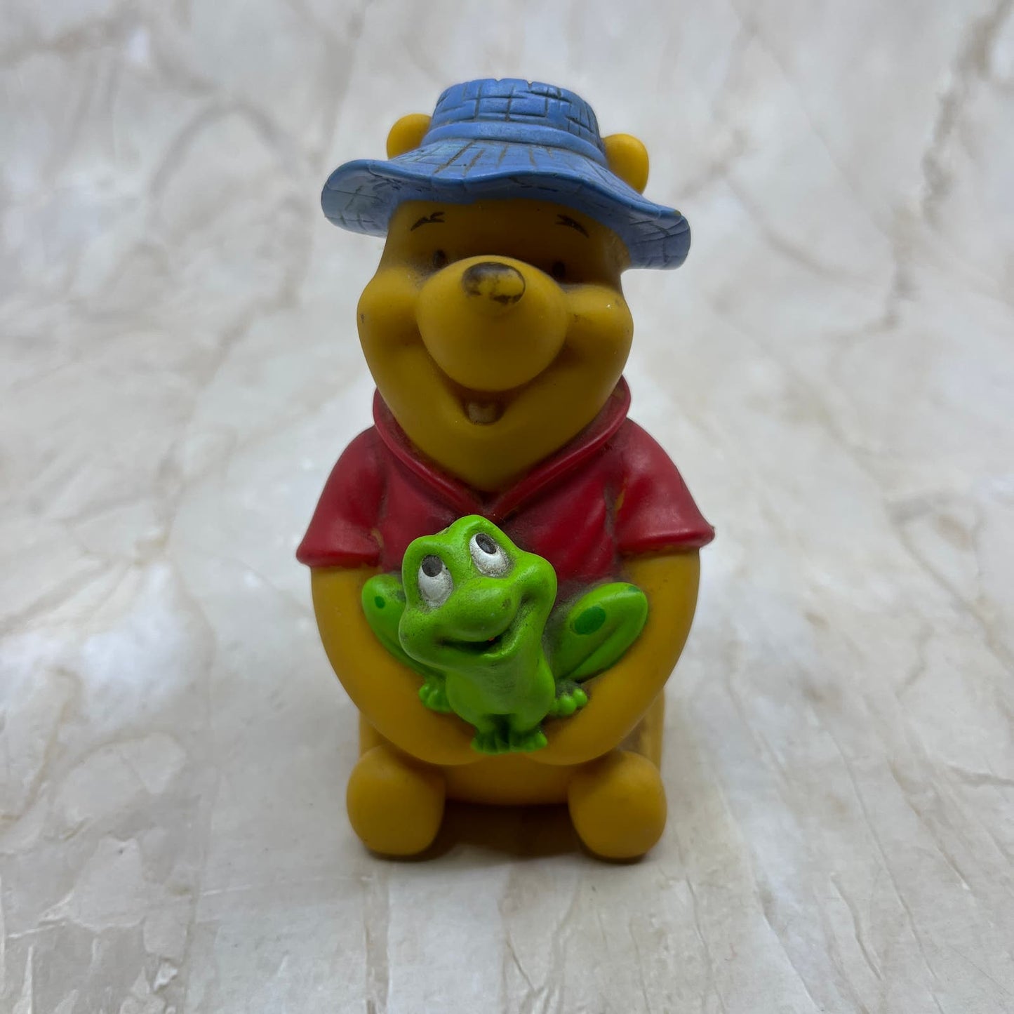 Vintage Disney Winnie The Pooh Rubber Toy With Frog TE5