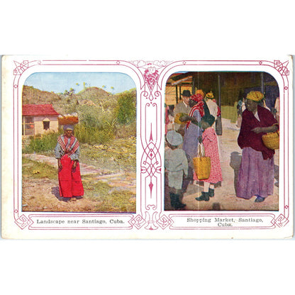 Shopping Market, Landscapes Santiago Cuba Winsch Back Original Postcard P2-5