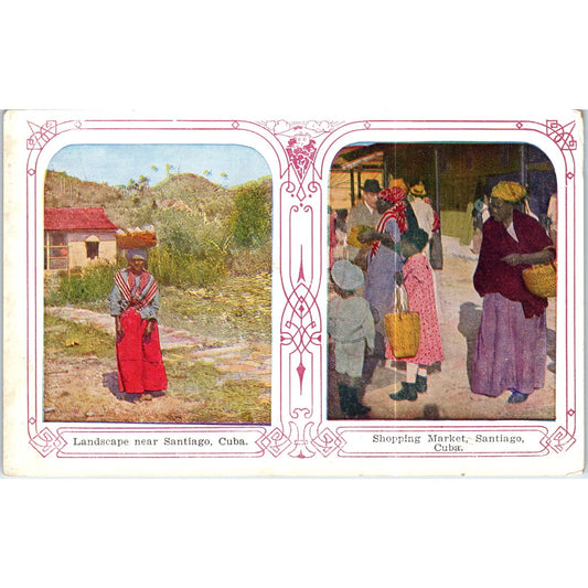Shopping Market, Landscapes Santiago Cuba Winsch Back Original Postcard P2-5