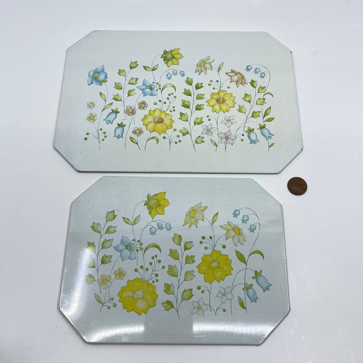 1978 Set of 2 Ballonoff Insulated Hot Dish Plate Mat Trivet Spring Flowers TF3