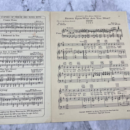 1925 Brown Eyes Why Are You Blue George W Meyer Alfred Bryan Sheet Music TI1