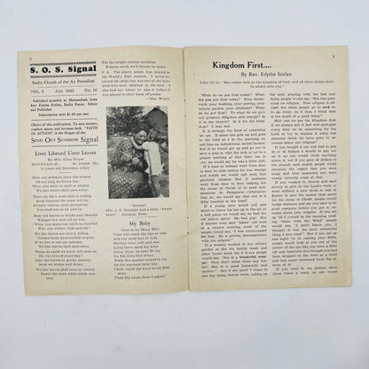 1943 WWII SOS Signal Newsletter Rev. Edith Stirlen Shenandoah Iowa Booklet C11