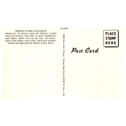 Shorty's Bar-B-Q Ranch Miami Florida Shorty & Dot Allen - Postcard TJ8-2