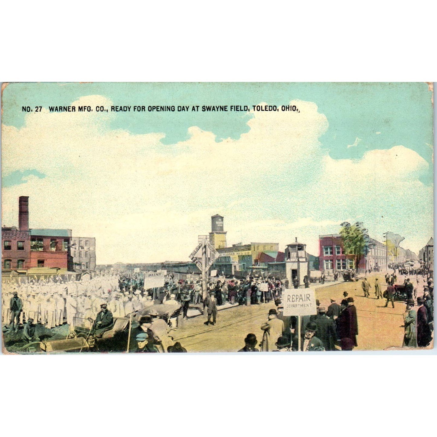 Warner Mfg Co Opening Day Swayne Field Toledo OH - Original Postcard TJ9-P1