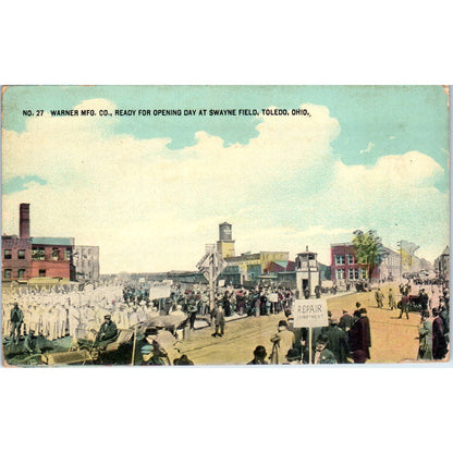 Warner Mfg Co Opening Day Swayne Field Toledo OH - Original Postcard TJ9-P1