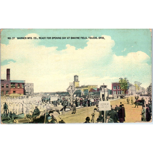 Warner Mfg Co Opening Day Swayne Field Toledo OH - Original Postcard TJ9-P1