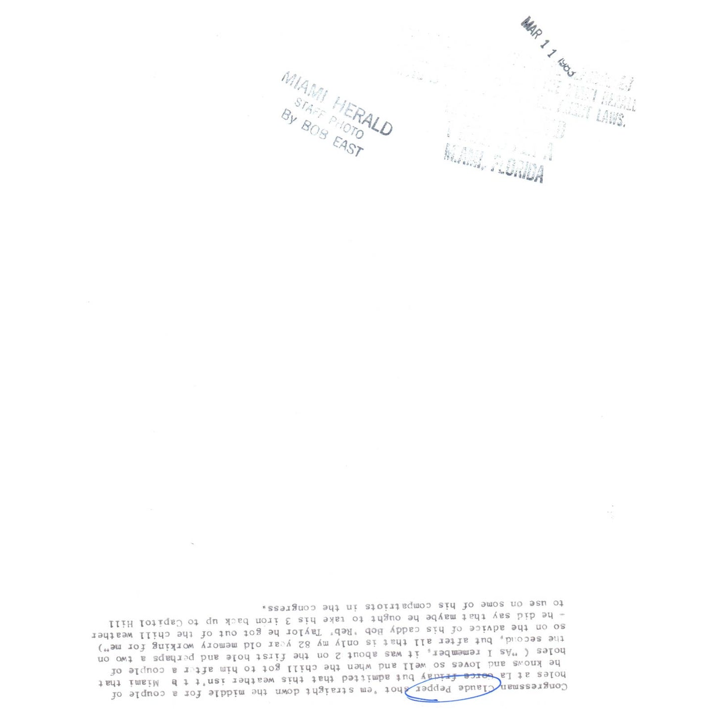 1970 Original Press Photo Golf Congressman Claude Pepper at La Gorce 8x10" AD2