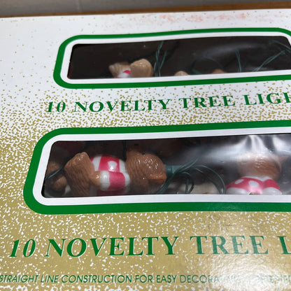 Vintage Santa’s World 10 TEDDY BEAR Christmas Lights String in Box WORKING TA6