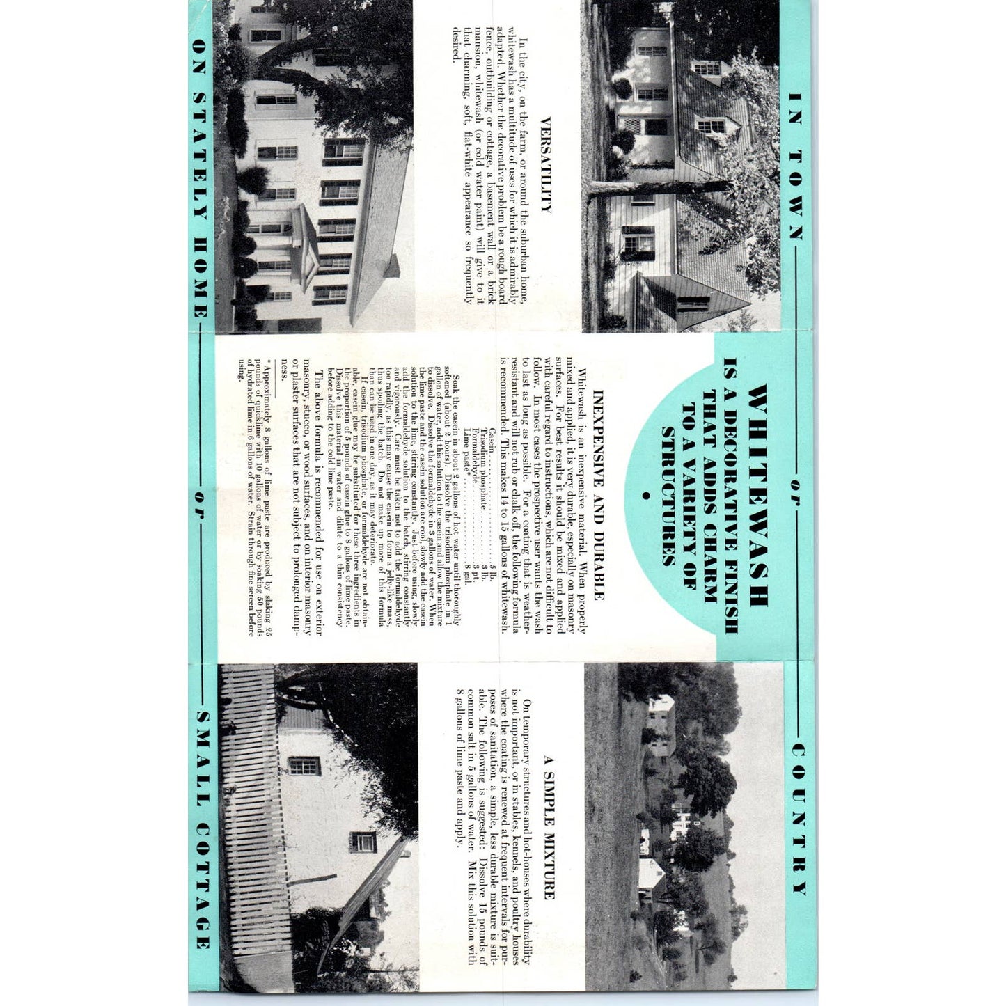 Vintage Info Brochure Whitewash Lime Hints for the Home SE5