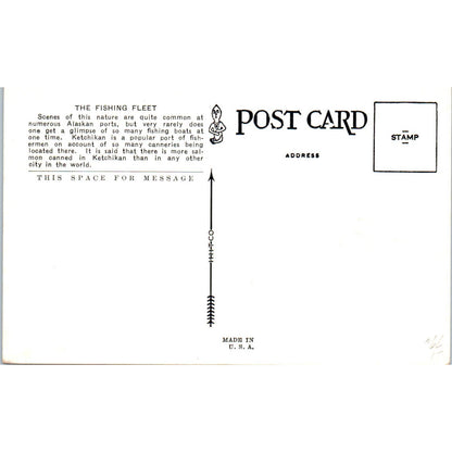 Fishing Fleet and Deer Mt. Ketchikan Alaska Original Postcard TK1-29