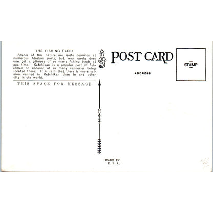 Fishing Fleet and Deer Mt. Ketchikan Alaska Original Postcard P1-11