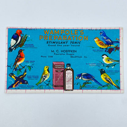 1930s Blotter Wampole’s Stimulant Tonic Quack Medicine Birds Belleville IL SC6