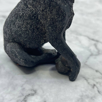 Vintage Hand Painted Ceramic Black Lab Dog Figurine 3.5” TE2