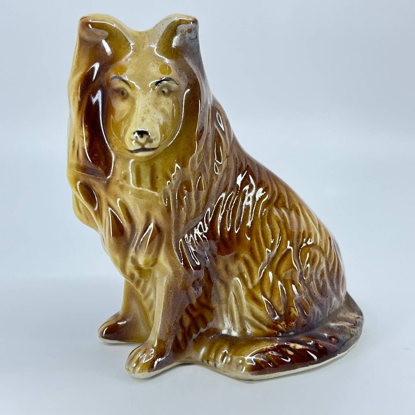 Vintage Hand Painted Porcelain Collie Dog Statue Puppy Ceramic  Sheltie 6” TE3
