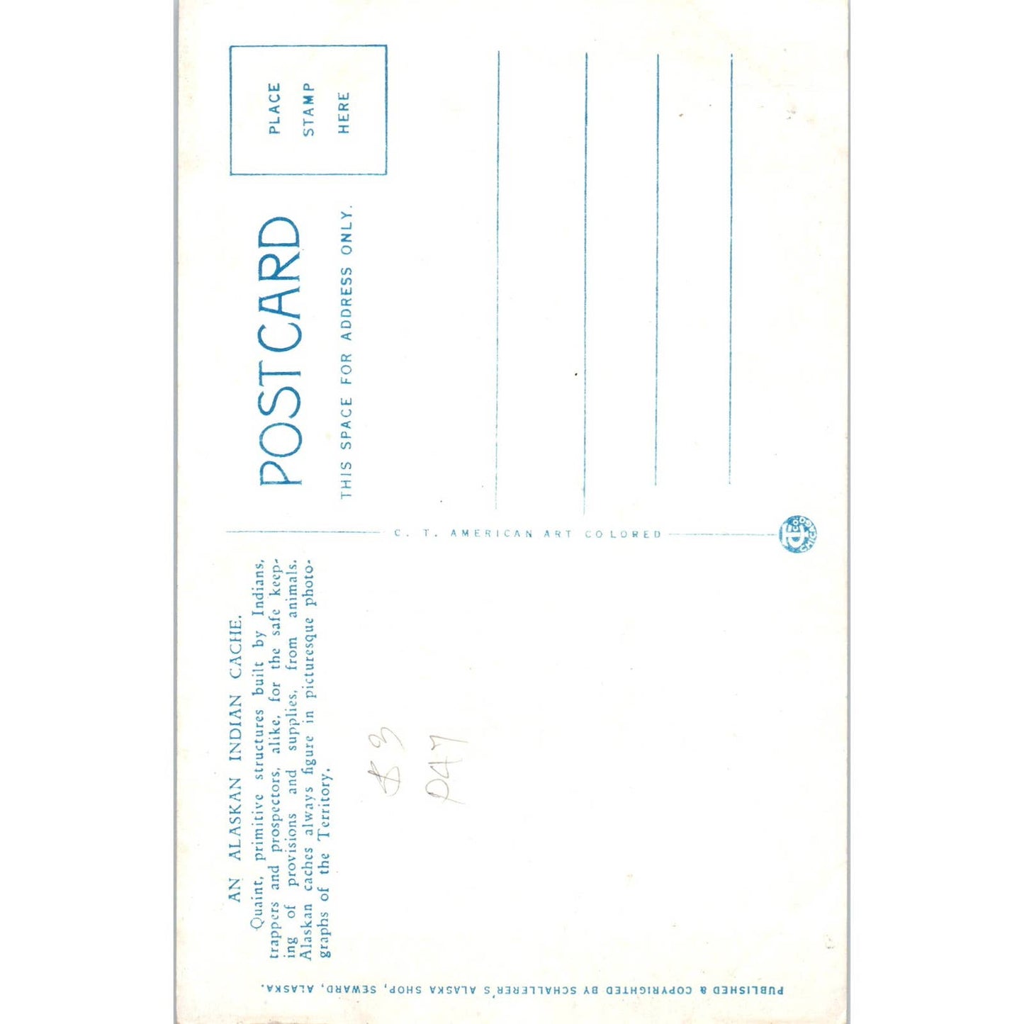 An Alaskan Indian Cache Alaska Original Postcard TK1-30