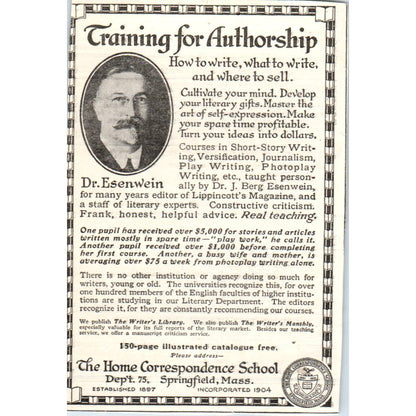 c1920 Harper's Ad - Dr. Esenwein Home Correspondence School Springfield EA3-4