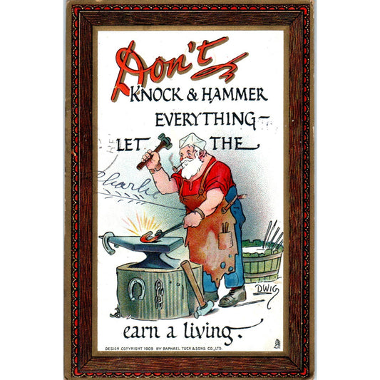 Let the Blacksmith Earn a Living Humor Raphael Tuck Original Postcard TK1-21