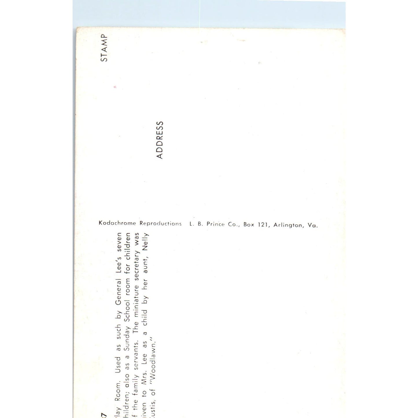 Dolls in Playroom of General Lee's 7 Children Original Postcard PB5