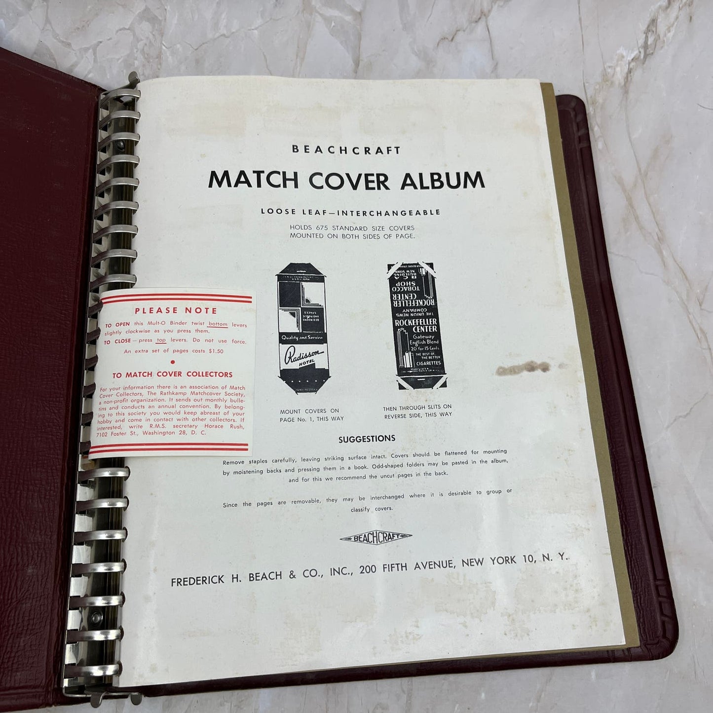 Vintage Beachcraft Match Cover Album BURGUNDY matchcover matchbook TC9