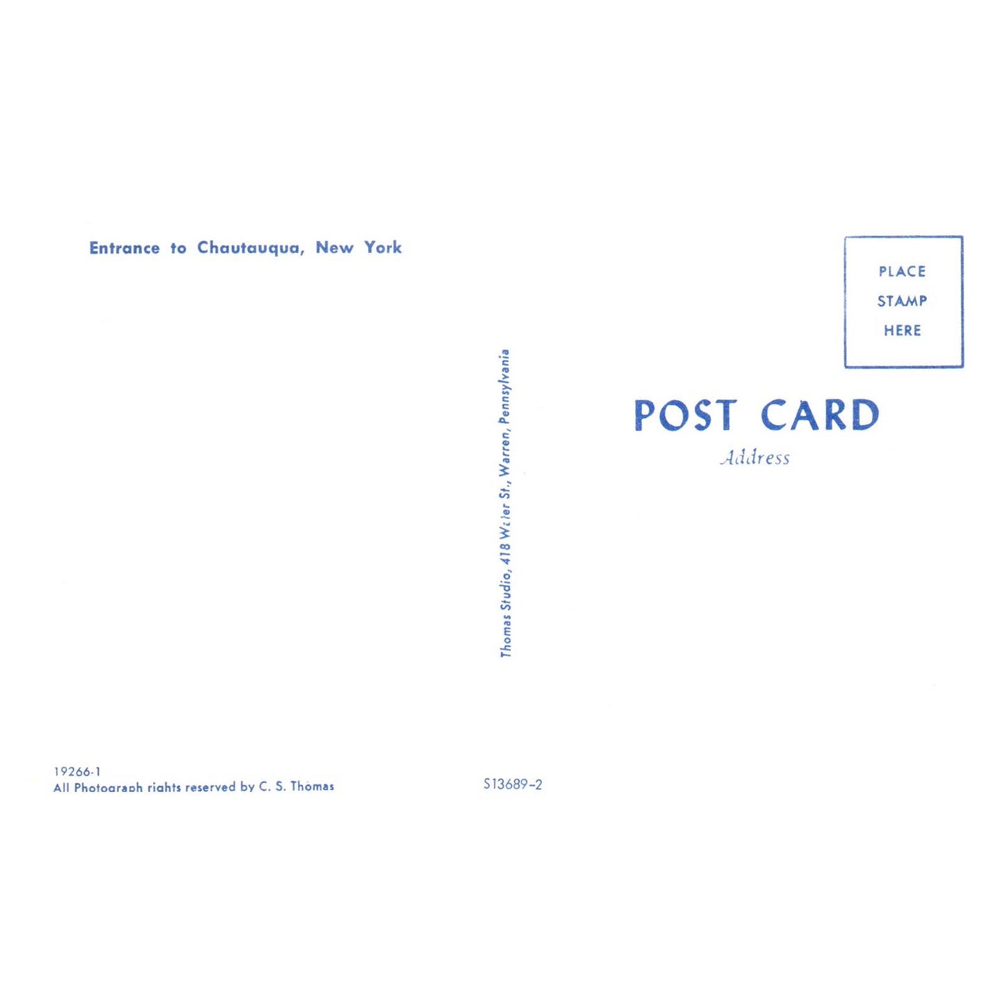 Vintage Postcard - Entrance to Chautauqua New York TJ6-1