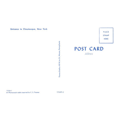 Vintage Postcard - Entrance to Chautauqua New York TJ6-1