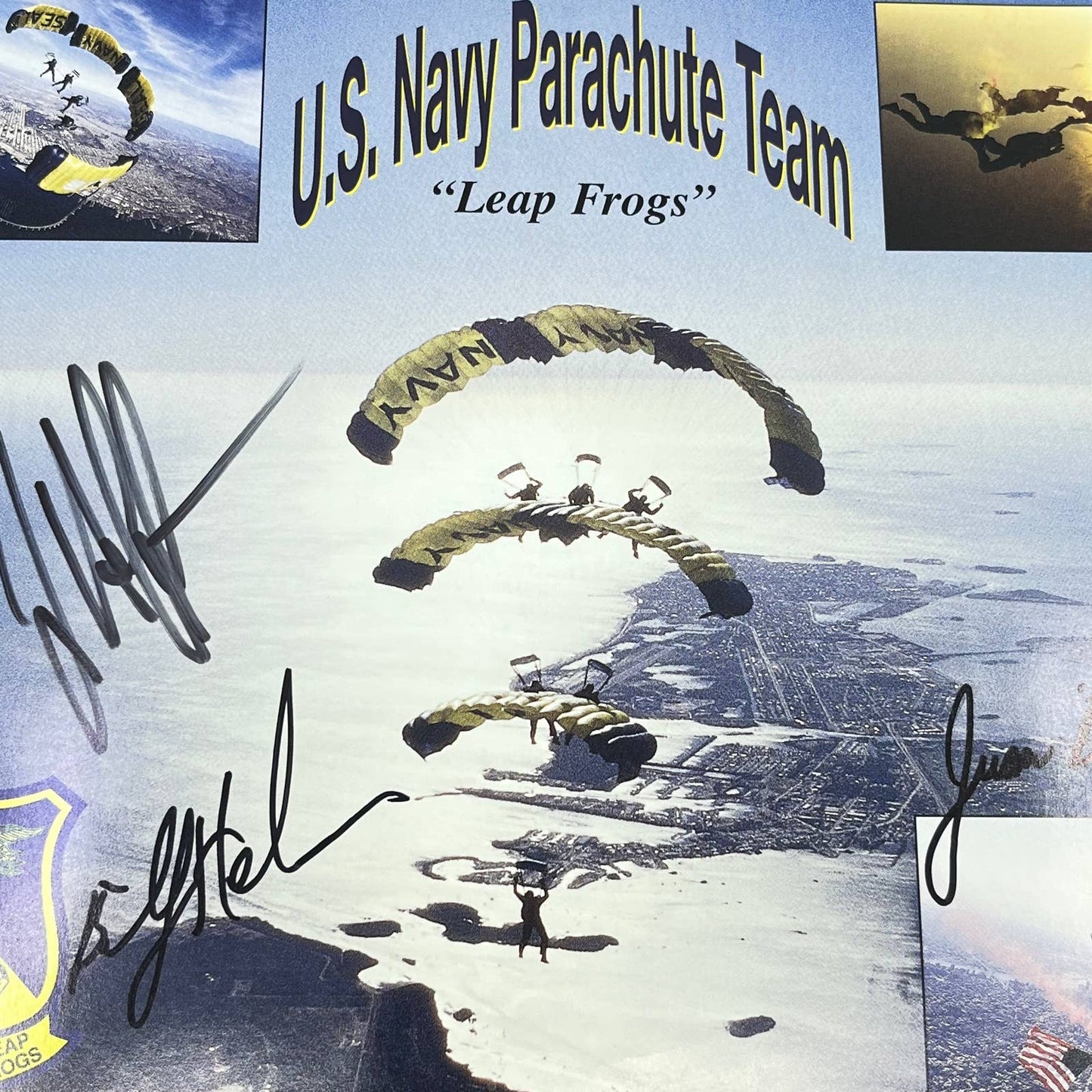 Vintage US Navy Parachute Team Leapfrogs Signed Photo 8x10” D7