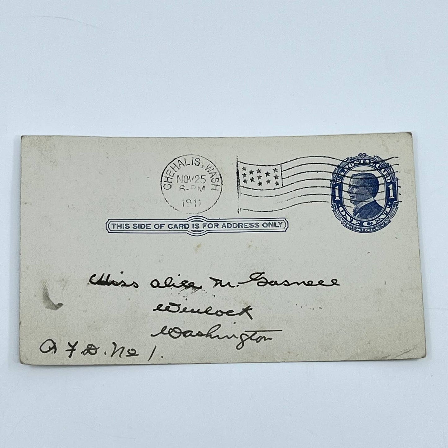 1911 Postal Cover Card w/ Letter Chehalis to Winlock Washington SC6