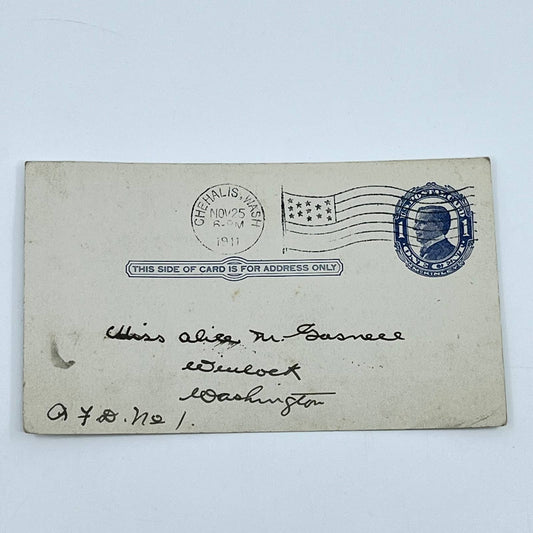 1911 Postal Cover Card w/ Letter Chehalis to Winlock Washington SC6