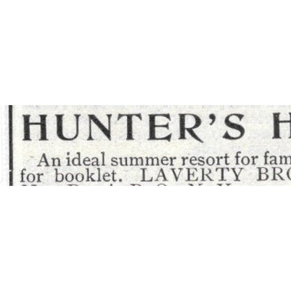Hunter's Home Adirondack Mts. Laverty Bros New Russia NY - 1903 Ad AK5-S28