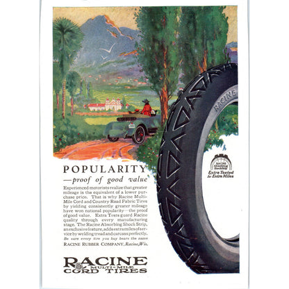 Racine Rubber Company Racine WI Multi-Mile Cord Tires - 1921 Original Ad TJ7-L