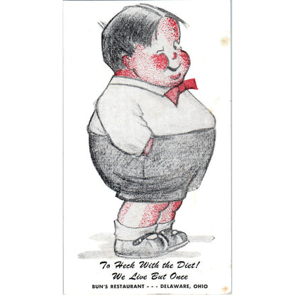 Vintage Postcard Bun's Restaurant Delaware Ohio TD9-2