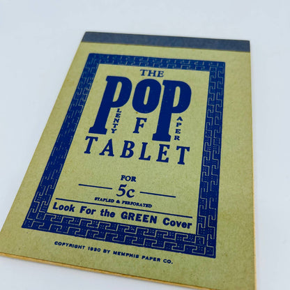 NOS 1930 The POP Tablet Plenty of Paper Notepad Memphis Paper Co TN Green C1