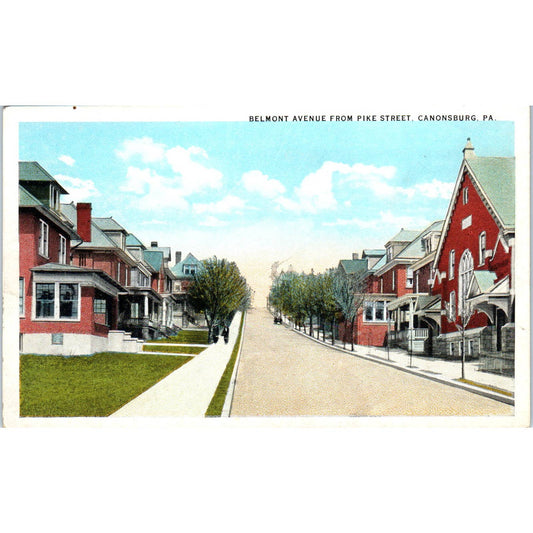 Vintage Postcard Belmont Avenue fromm Pike Street, Canonsburg PA TD8-P2