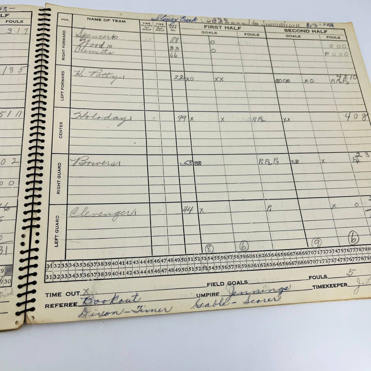 1945-46 Spalding Official Basketball Score Book Centerville IN High School TC5