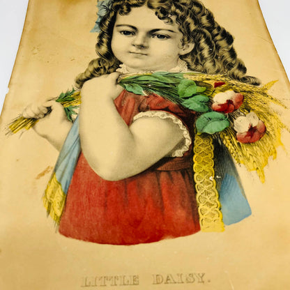 c1850 Antique Hand-Colored Currier & Ives Lithograph "Little Daisy" 11 x 14 FL1