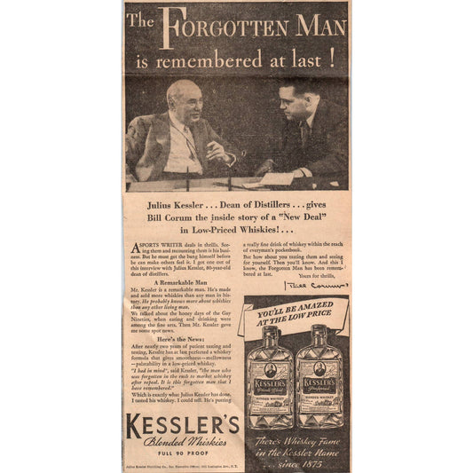 1935 Minneapolis Journal Newspaper Ad Kessler's Blended Whiskies FL5-2