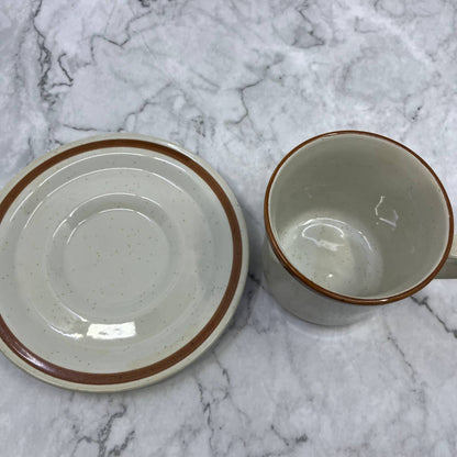Vtg Imperial Stoneware Japan Cup & Saucer H-1000 Countryside TA1