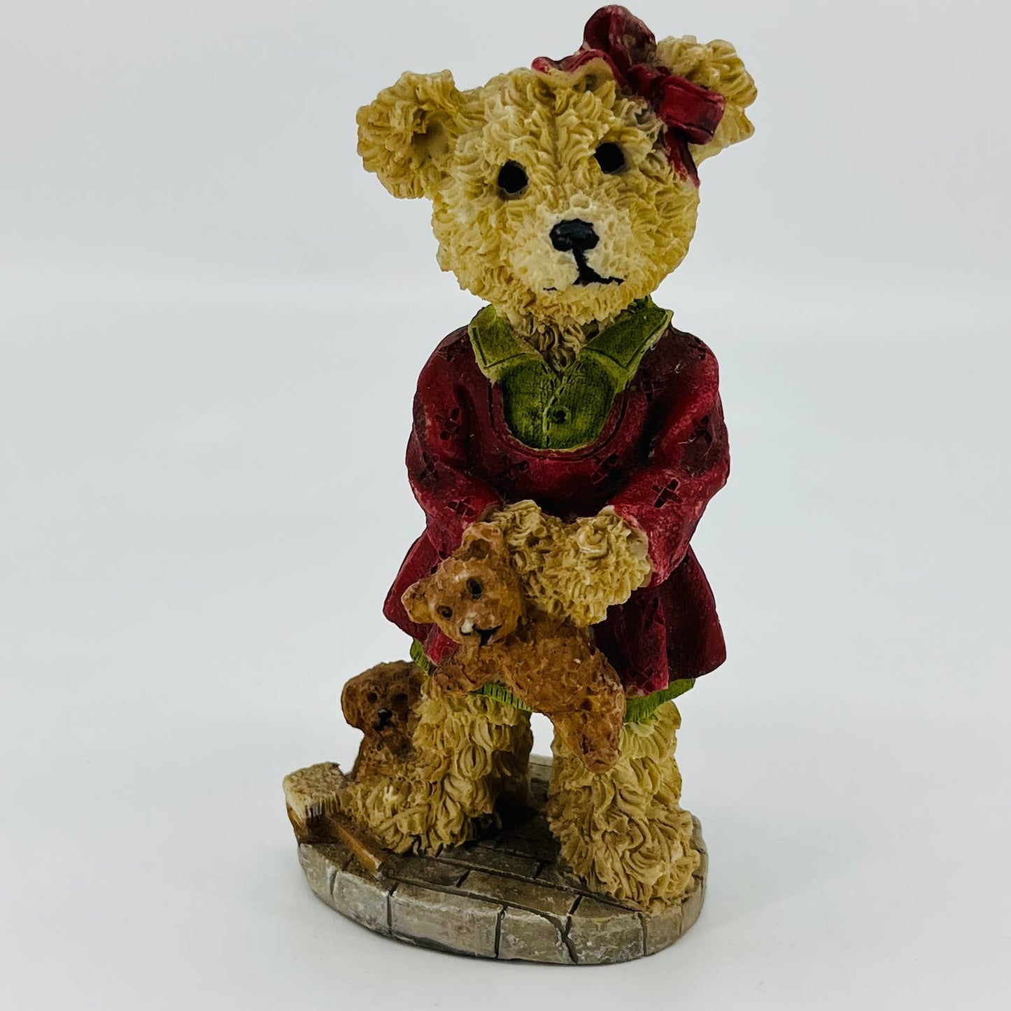 Vintage K's Collection Retired Resin Bear Figure Girl w Teddy Bear & Dog 5” FA4