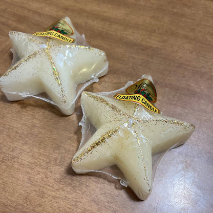 Vintage 1997 W’accents Vanilla Floating Star Candle Set of 2 TA4