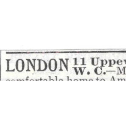 London Boarding House 11 Upper Woburn Place W.C. Mrs. Ray - 1903 Ad TJ8-7-6