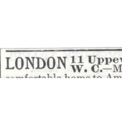 London Boarding House 11 Upper Woburn Place W.C. Mrs. Ray - 1903 Ad AK5-S32