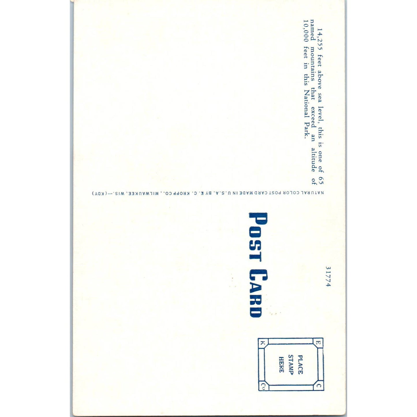 East Face Longs Peak Rocky Mountains Colorado Original Postcard TK1-24