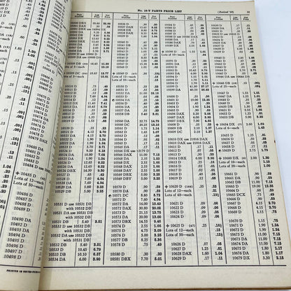 1942 International Harvester Dealers Parts Price List 19-T Tractors~Engines TF8