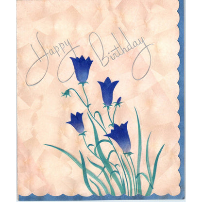 1940 Golden Bell GB Birthday Card - Embossed Blue Tulips SF2