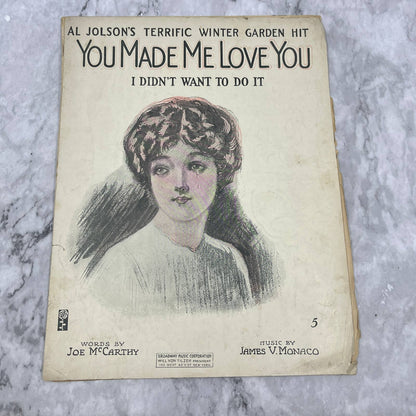 You Made Me Love You I Didn't Want To Do It Al Jolson 1918 Sheet Music TK2-SM3
