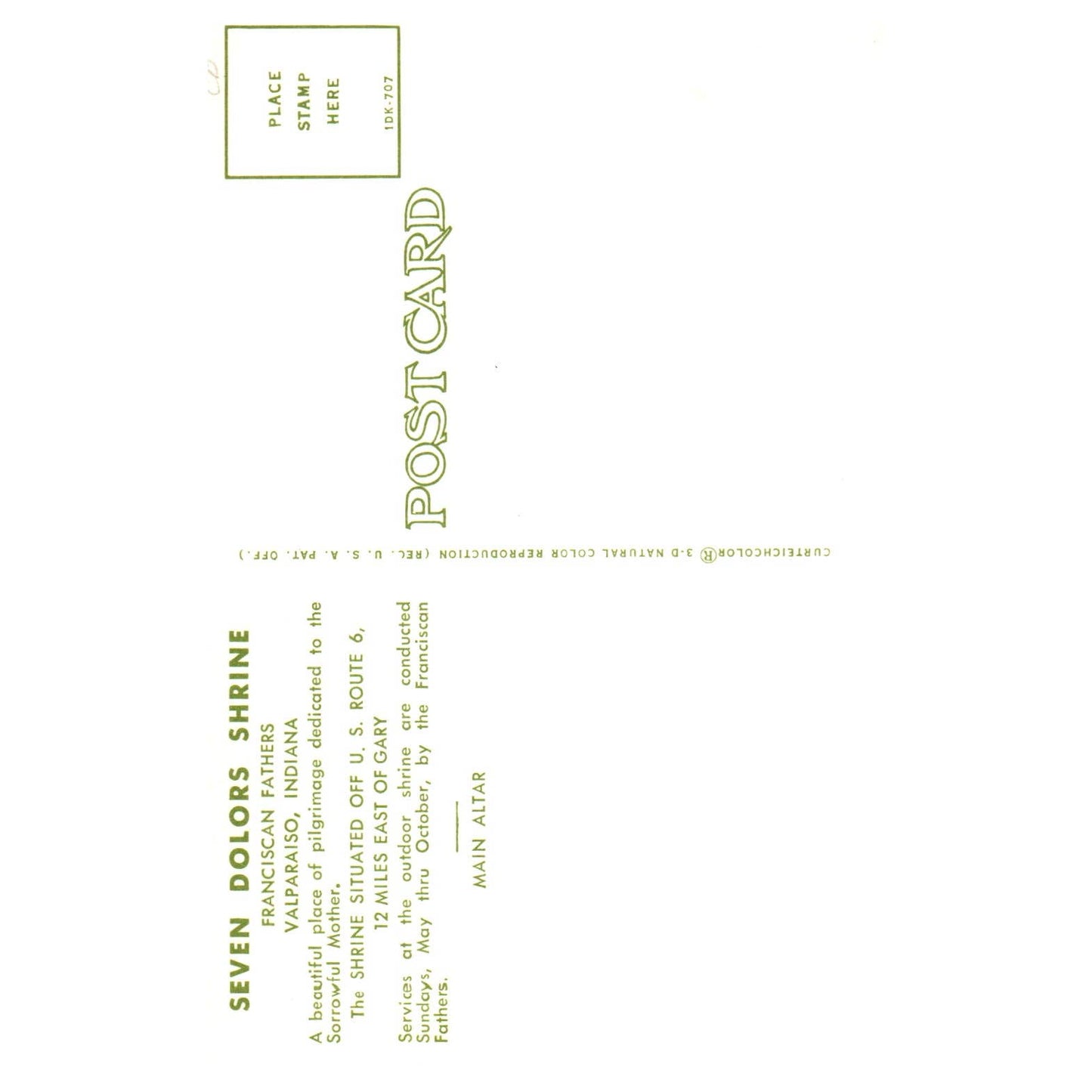 Vintage Postcard Seven Dolors Shrine Franciscan Fathers Valparaiso Indiana TJ7-1